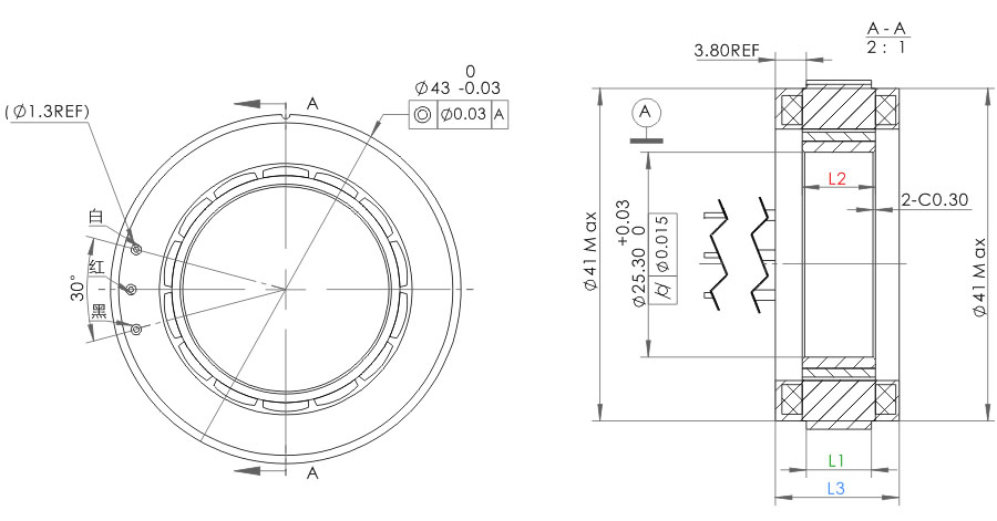OD 43mm series 无框力矩电机 drawing